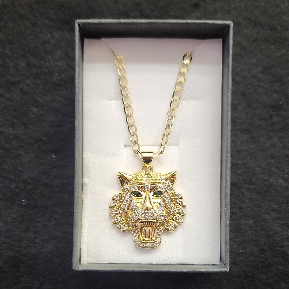 Gold Tiger Pendant Necklace